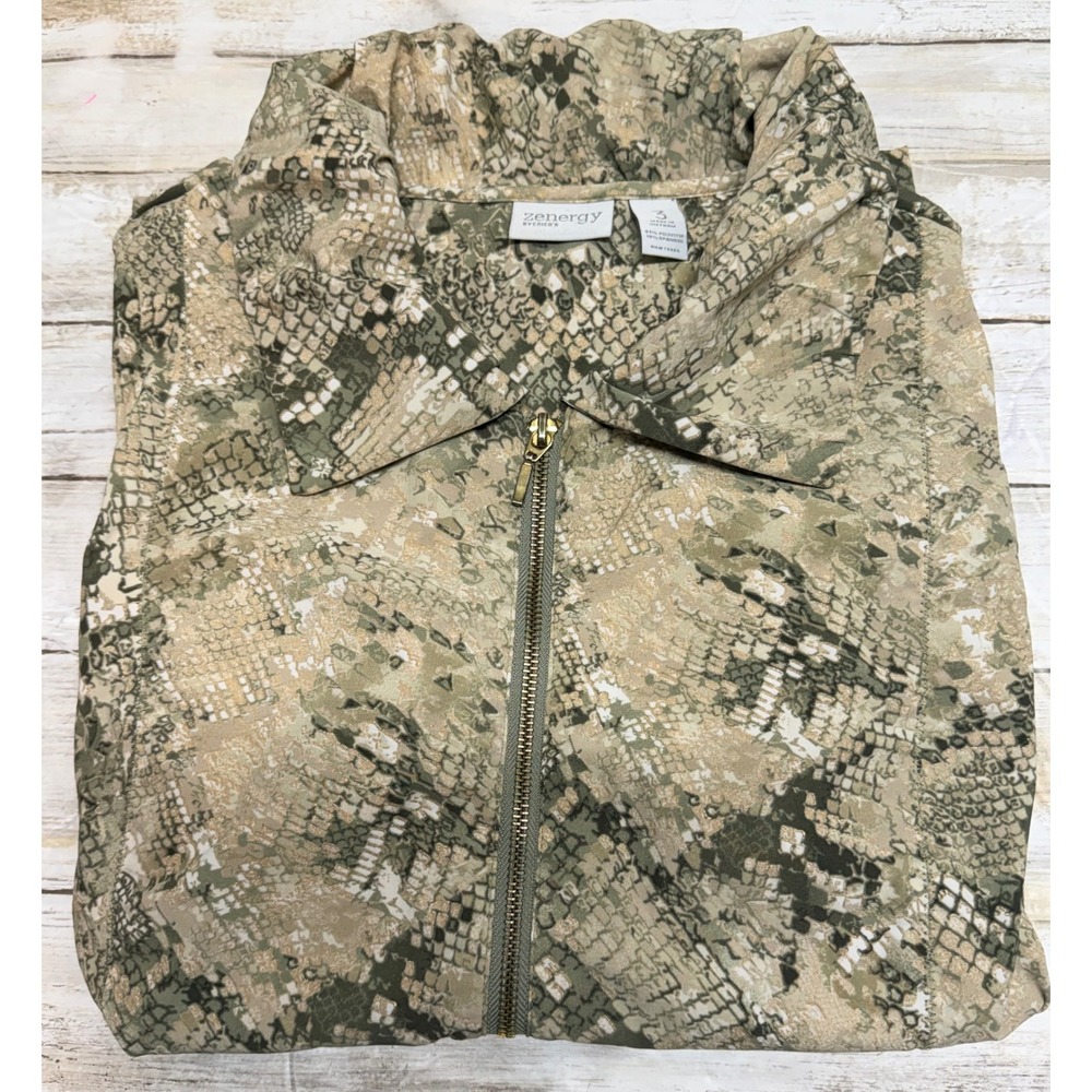 Zenergy by Chicos Snakeskin Print Zip Up Golf Vest  Animal Print Size 3(U.S. 16)
